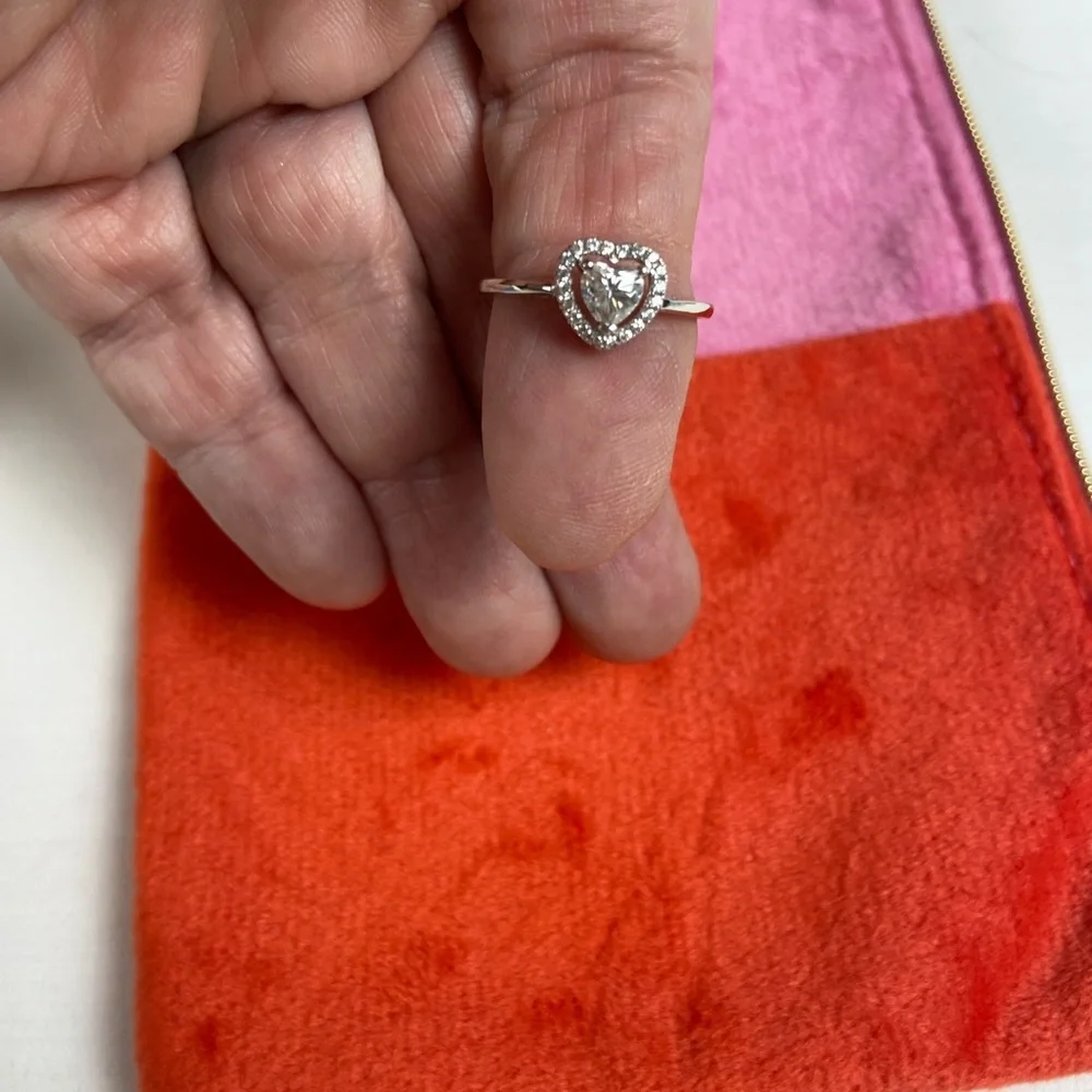 💐 Moissanite Heart Halo Ring 0.5CT Size 9 GRA Certified (Mothers Day Gift)